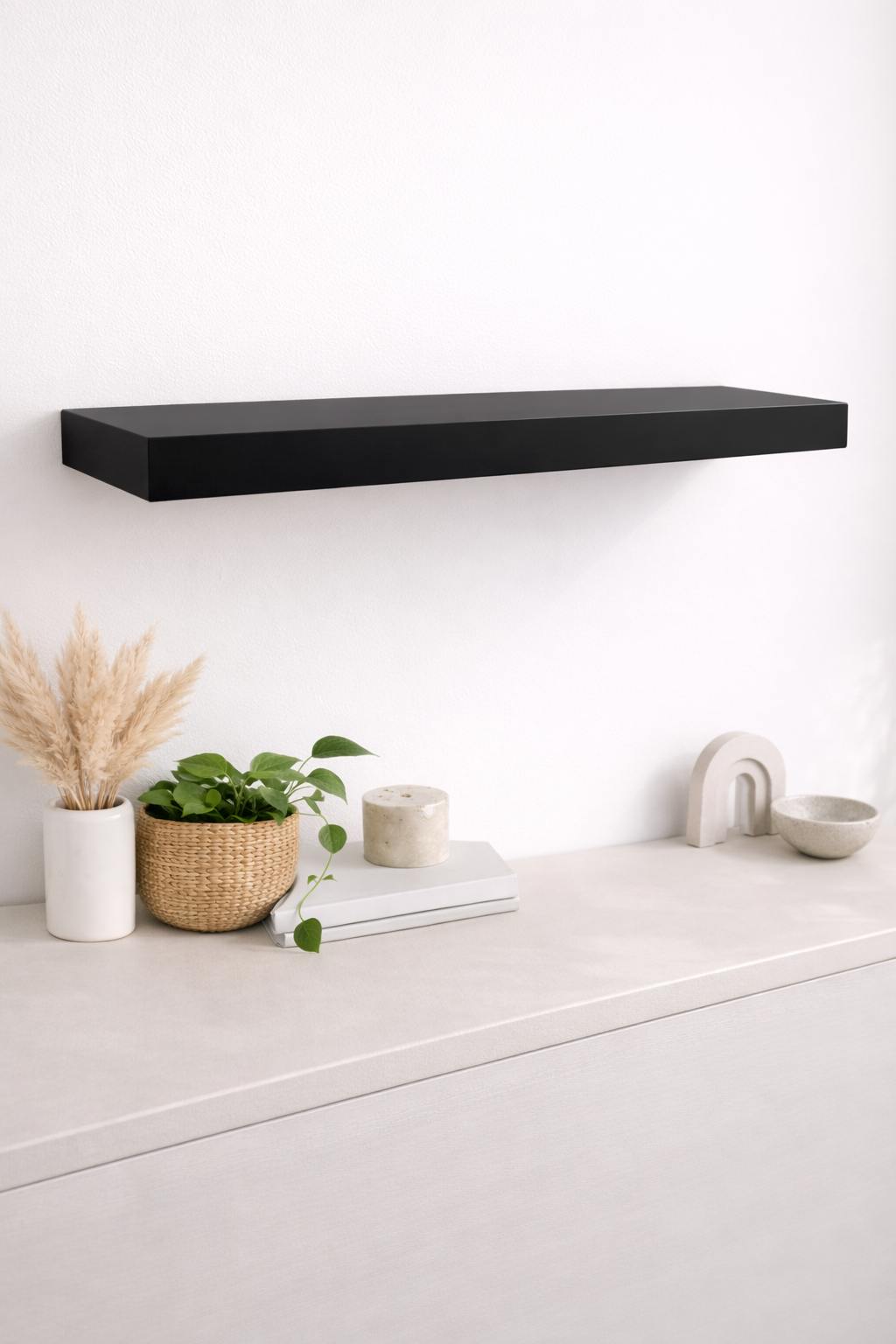 Amish MDF Floating Shelf – (Primed, White, Black)