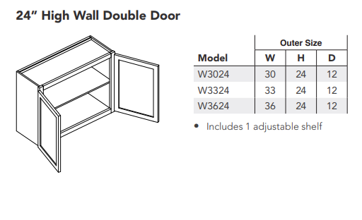 24" High Wall Double Door