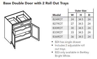Base Double Door with 2 Roll Out Trays