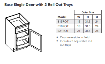 Base Single Door with 2 Roll Out Trays