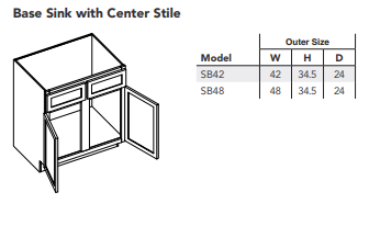 Base Sink with Center Stile