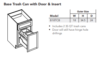 Base Trash Can with Door & Insert