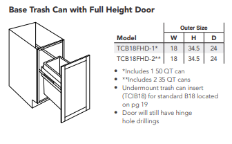 Base Trash Can with Full Height Door