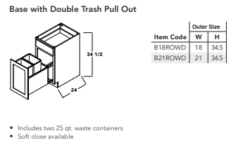 Base with Double Trash Pull Out