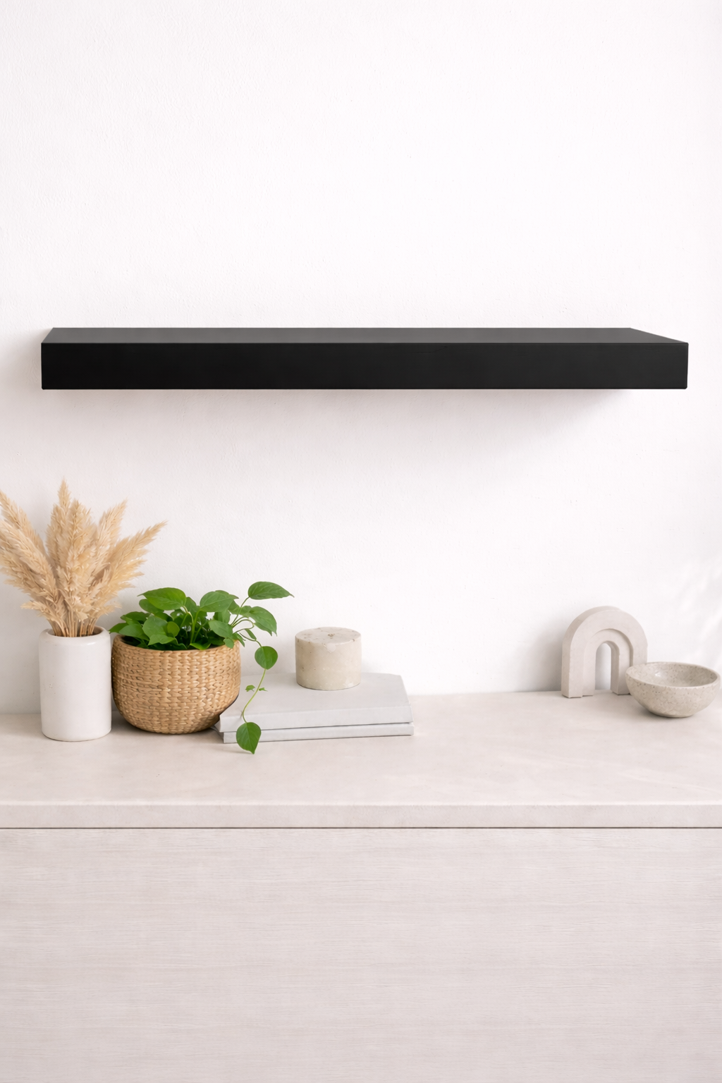 Amish MDF Floating Shelf – (Primed, White, Black)
