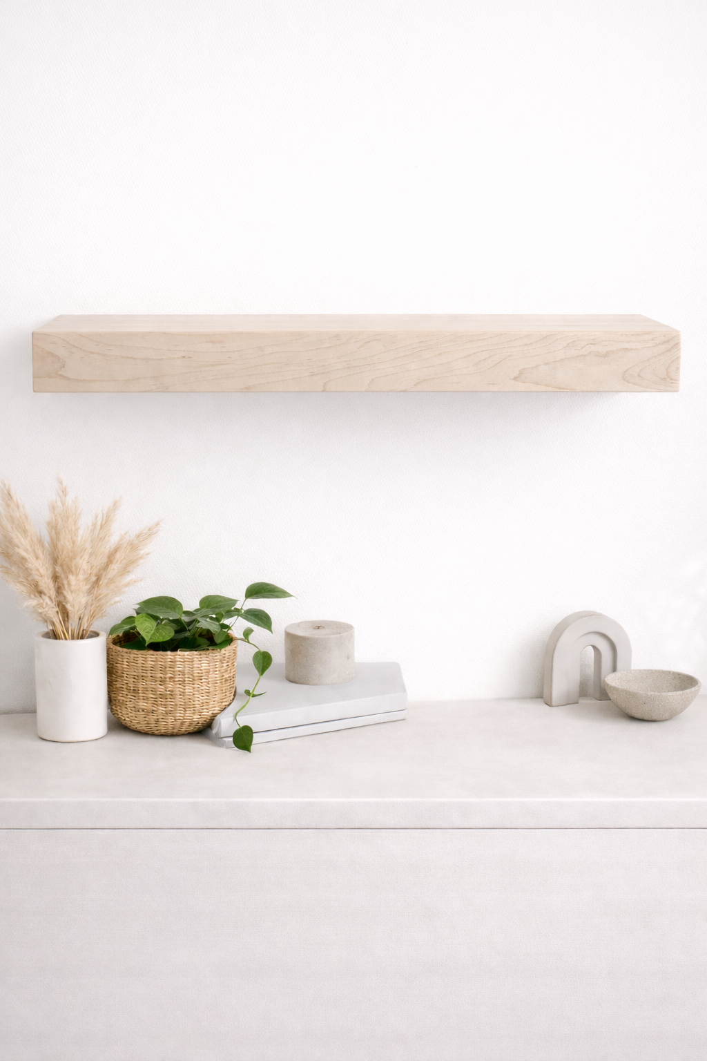 Amish Solid Wood Floating Shelf –  (RAW, Natural Maple, White)