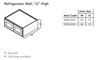 Refrigerator Wall, 12" High