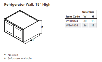 Refrigerator Wall, 18" High