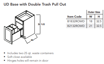 UD Base with Double Trash Pull Out