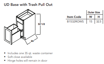 UD Base with Trash Pull Out
