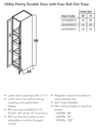 Utility Pantry Double Door with Four Roll Out Trays