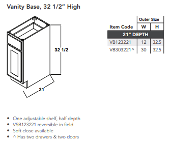 Vanity Base, 32 1/2" High