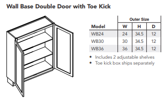 Wall Base Double Door with Toe Kick
