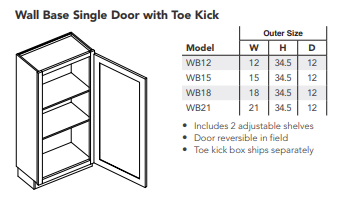 Wall Base Single Door with Toe Kick