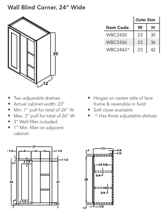 Wall Blind Corner, 24" Wide