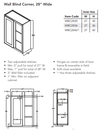 Wall Blind Corner, 28" Wide