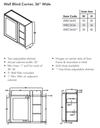 Wall Blind Corner, 36" Wide