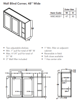 Wall Blind Corner, 48" Wide