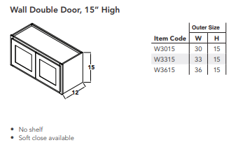 Wall Double Door, 15" High