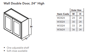 Wall Double Door, 24" High