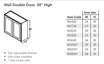 Wall Double Door, 30" High