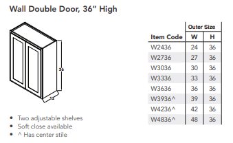 Wall Double Door, 36" High
