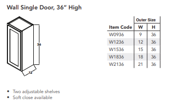 Wall Single Door, 36" High