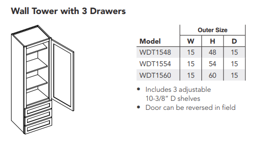 Wall Tower with 3 Drawers