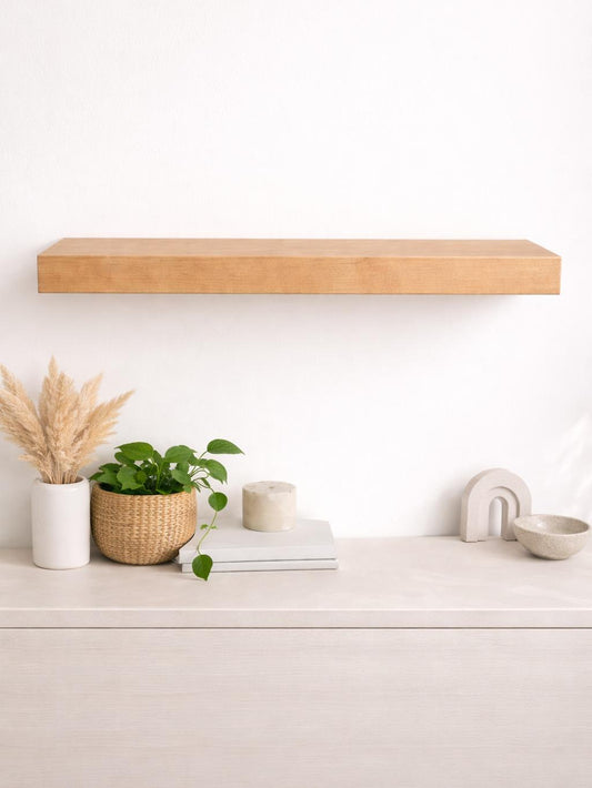 Amish Solid Wood Floating Shelf –  (RAW, Natural Maple, White)